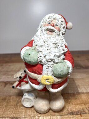 1991 Dreamsicles Polycast Santa Figurine With Bear & Sack Christmas Decor Heavy